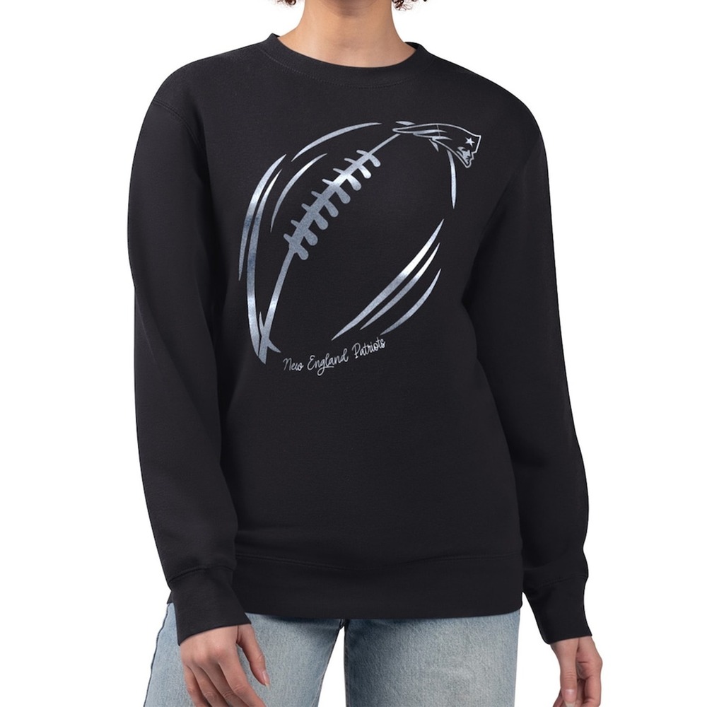 New England Patriots Metallic Sketch Fleece Sweatshirt Women's‎ 2X NWT Black